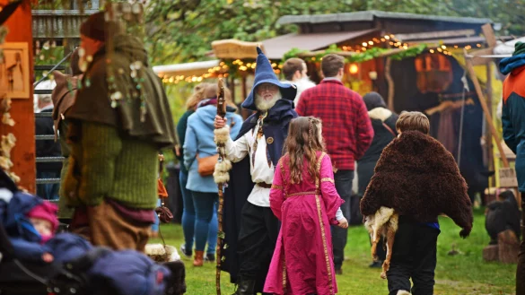 Ritter, Minnesänger und manch geheimnisvolle Gestalt tummelten sich auf dem Mittelaltermarkt. - © Nicole Ellerbrake
