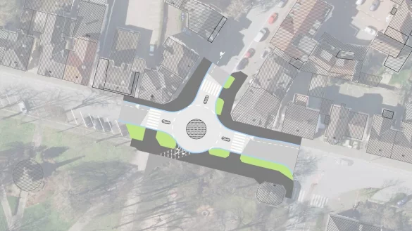 Wegen seiner Unübersichtlichkeit und eines erhöhten Unfall-Risikos soll dieser Knotenpunkt in Detmold zu einem Kreisverkehr umgebaut werden. - © Grafik: Stadt Detmold