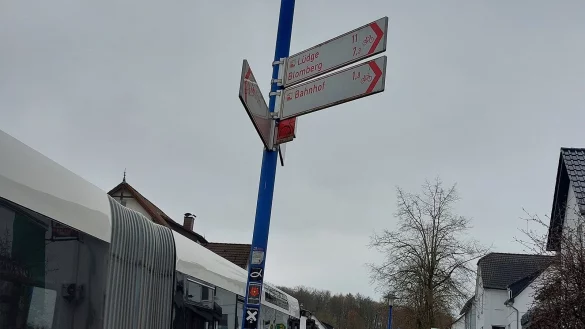 Auf den ersten Blick f&auml;llt ein Fehler auf dem Schild meist gar nicht auf - so wie hier an der Wallstra&szlig;e in Schieder. Aus L&uuml;gde wurde "L&uuml;dge". - &copy; Michaela Wei&szlig;e