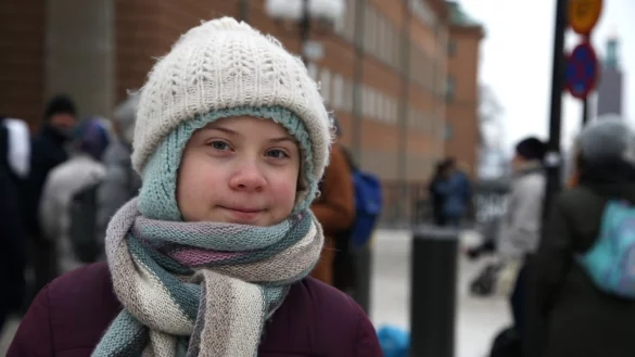 01.02.2019, Schweden, Stockholm: Die 16-j&auml;hrige Schwedin&nbsp;Greta Thunberg steht w&auml;hrend ihrer Protestaktion f&uuml;r mehr Klimaschutz vor dem Reichstag. - &copy; Steffen Trumpf/dpa