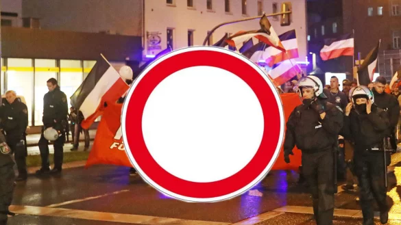 Die Polizei hatte die Neonazi-Demo unter dem Motto "Freiheit f&uuml;r Ursula Haverbeck" am 9. November untersagt. Nun darf sie doch stattfinden. - &copy; Foto: Sarah Jonek / Montage: NW