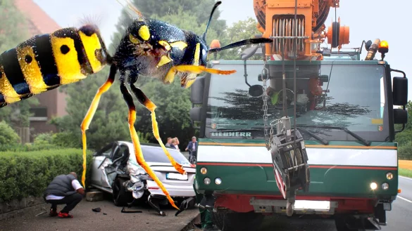 Wenn eine Biene einen Kranwagen-Unfall verursacht, das Eichh&ouml;rnchen im Abflussrohr steckt oder die Kornnatter auf dem Radweg liegt, dann sind auch schon mal die Polizei und Feuerwehr aus dem Kreis G&uuml;tersloh gefragt. - &copy; Andreas Fr&uuml;cht