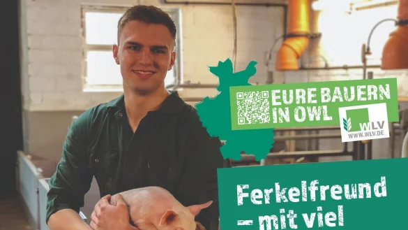 &bdquo;Landwirtschaft, das ist meins." Seine Liebe zum Beruf m&ouml;chte Ole Kahre aus Kalletal sichtbar machen. Mit Homestorys und Plakaten werben Junglandwirte und -landwirtinnen aus Ostwestfalen-Lippe f&uuml;r einen der sch&ouml;nsten Berufe der Welt. Ole: &bdquo;Die Arbeiten drau&szlig;en auf dem Feld machen mir Spa&szlig;, doch am liebsten bin ich im Stall bei den Tieren." - &copy; Westf&auml;lisch-Lippischer Landwirtschaftsverband