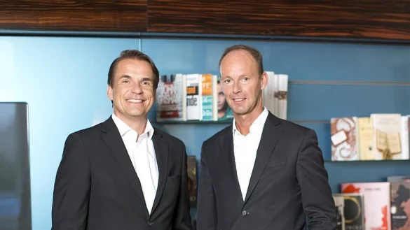 Erfolgsgespann: Markus Dohle (l.) und Thomas Rabe hatten 2013 f&uuml;r Bertelsmann bereits die Fusion von Penguin und Random House gemanagt. 
- &copy; Alexander Herold