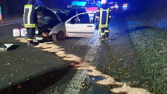 Unfall auf der Extertalstra&szlig;e bei Alverdissen. - &copy; Feuerwehr Barntrup