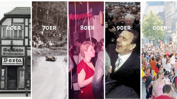 Durch die Jahrzehnte: Die Stra&szlig;enbahn, die Detmolder "Berta", Bergrennen auf der Gausek&ouml;te, das "Fragipani" in Lemgo, der lippische Kanzler Gerhard Schr&ouml;der und das Sommerm&auml;rchen 2006 sind Teile der Serie Zeitreise. - &copy; LZ-Archiv/Stadtarchiv Detmold/Stadtarchiv Lemgo/Dieter Hans Paul