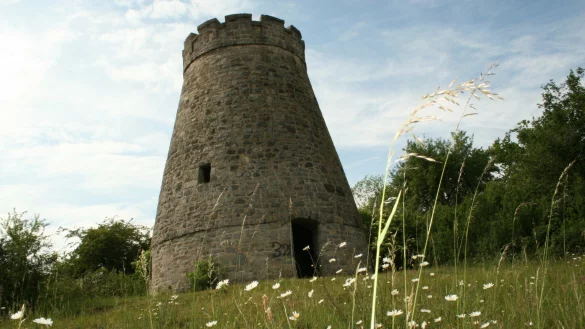 Streit um Gitter an T&uuml;ren und Fenstern von Barntrups Wahrzeichen: der Windm&uuml;hlenstumpf in Sonneborn war kurzfristig geschlossen und Barntruper B&uuml;rger und Politik wunderten sich. - &copy; Sylvia Frevert