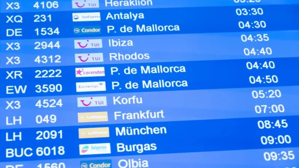 Flugtafel - &copy; Foto: Peter Steffen/dpa