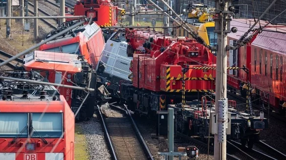 Die Bundespolizei geht davon aus, dass die Bergung der Loks bis nach Ostern dauern werde. - &copy; Moritz Frankenberg/dpa